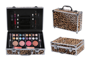 LEOPARD CARRY ALL TRAIN CASE MAKEUP KIT