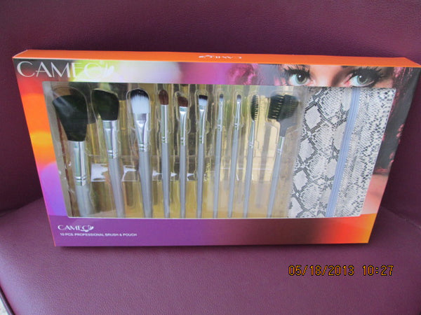10 PC MAKEUP BRUSH SET WITH POUCH
