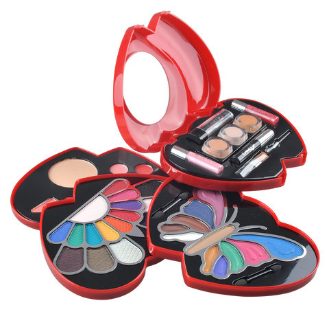 RED DOUBLE HEART GLAMOUR GIRL MAKEUP COLOR KIT